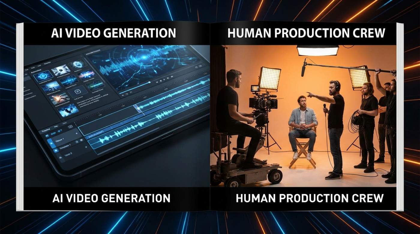 AI video tools vs human video team — a visual comparison for coaches in 2026